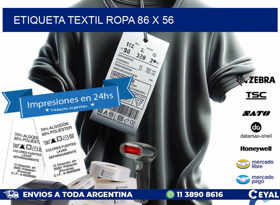 ETIQUETA TEXTIL ROPA 86 x 56