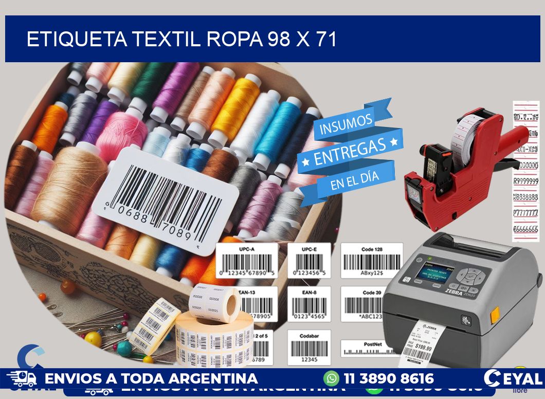 ETIQUETA TEXTIL ROPA 98 x 71
