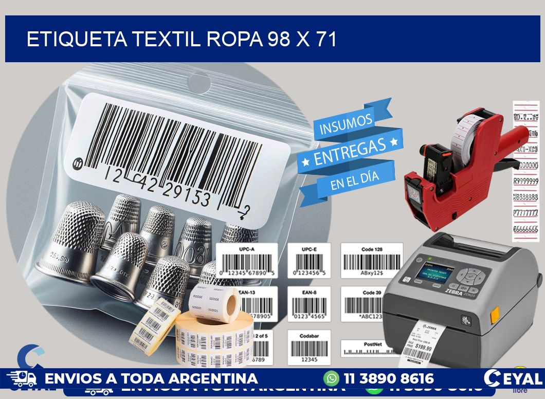 ETIQUETA TEXTIL ROPA 98 x 71