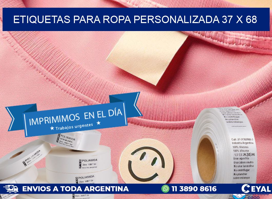 ETIQUETAS PARA ROPA PERSONALIZADA 37 x 68