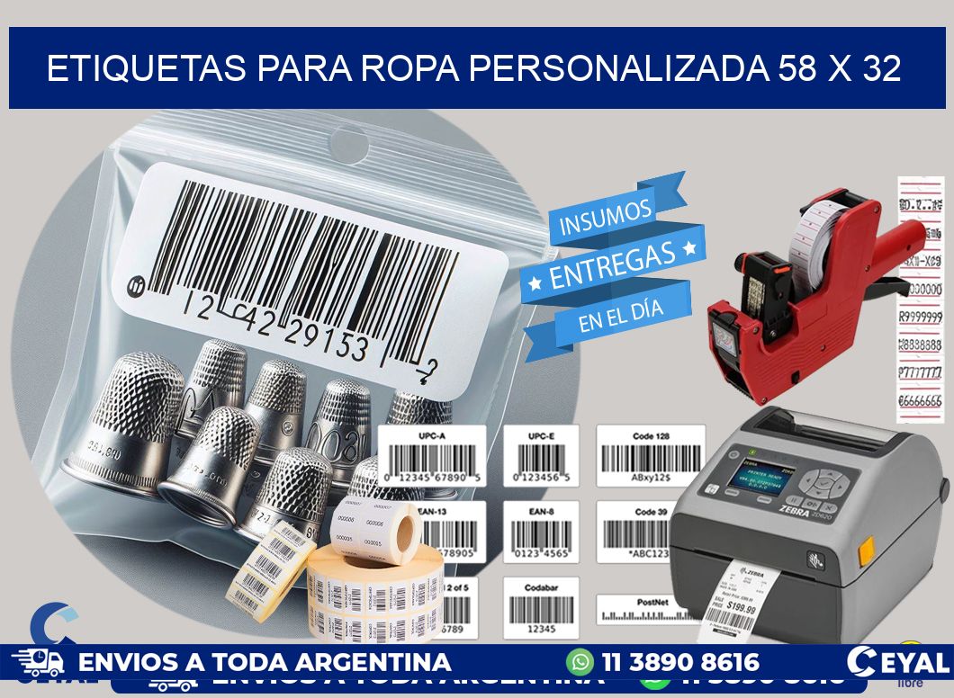 ETIQUETAS PARA ROPA PERSONALIZADA 58 x 32