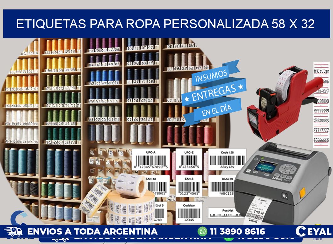 ETIQUETAS PARA ROPA PERSONALIZADA 58 x 32