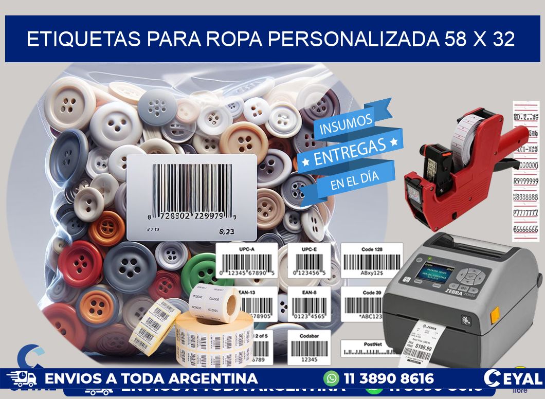 ETIQUETAS PARA ROPA PERSONALIZADA 58 x 32