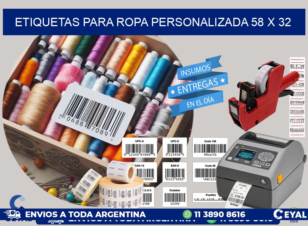 ETIQUETAS PARA ROPA PERSONALIZADA 58 x 32