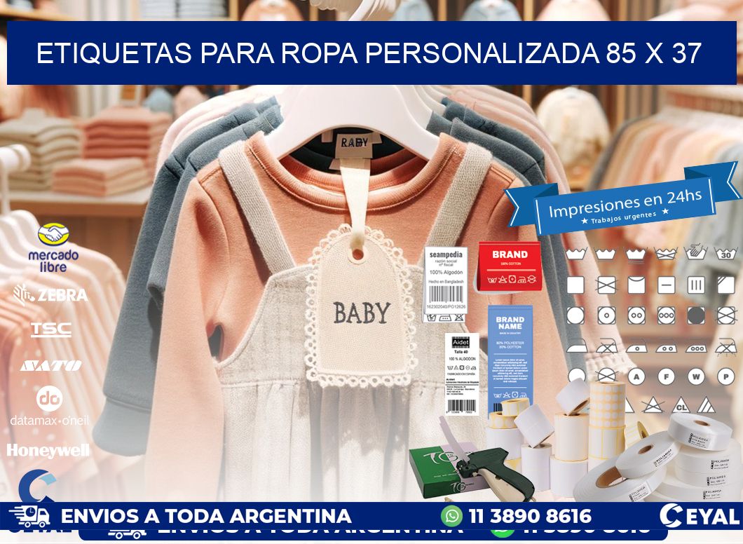 ETIQUETAS PARA ROPA PERSONALIZADA 85 x 37