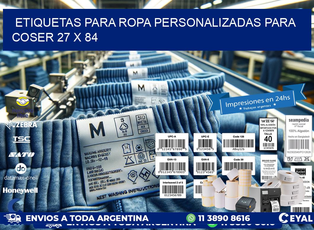 ETIQUETAS PARA ROPA PERSONALIZADAS PARA COSER 27 x 84