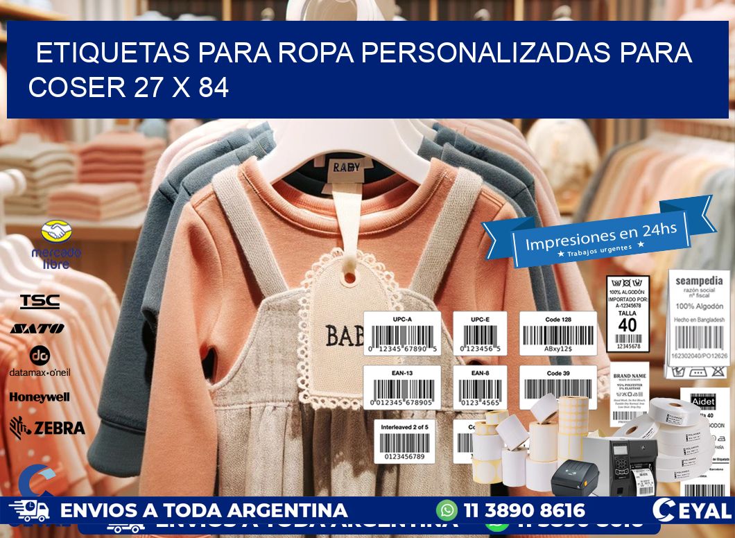 ETIQUETAS PARA ROPA PERSONALIZADAS PARA COSER 27 x 84