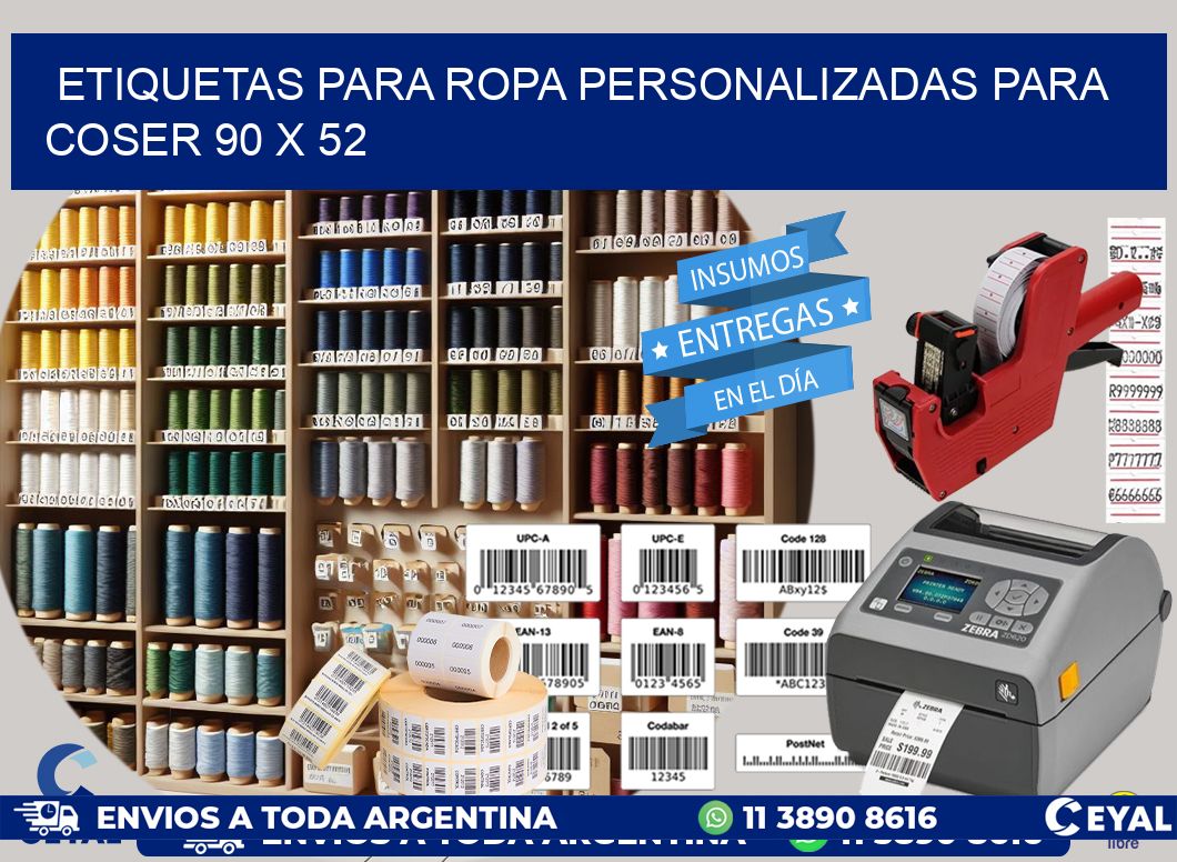 ETIQUETAS PARA ROPA PERSONALIZADAS PARA COSER 90 x 52