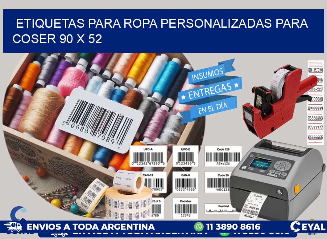 ETIQUETAS PARA ROPA PERSONALIZADAS PARA COSER 90 x 52
