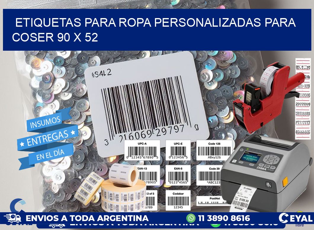 ETIQUETAS PARA ROPA PERSONALIZADAS PARA COSER 90 x 52