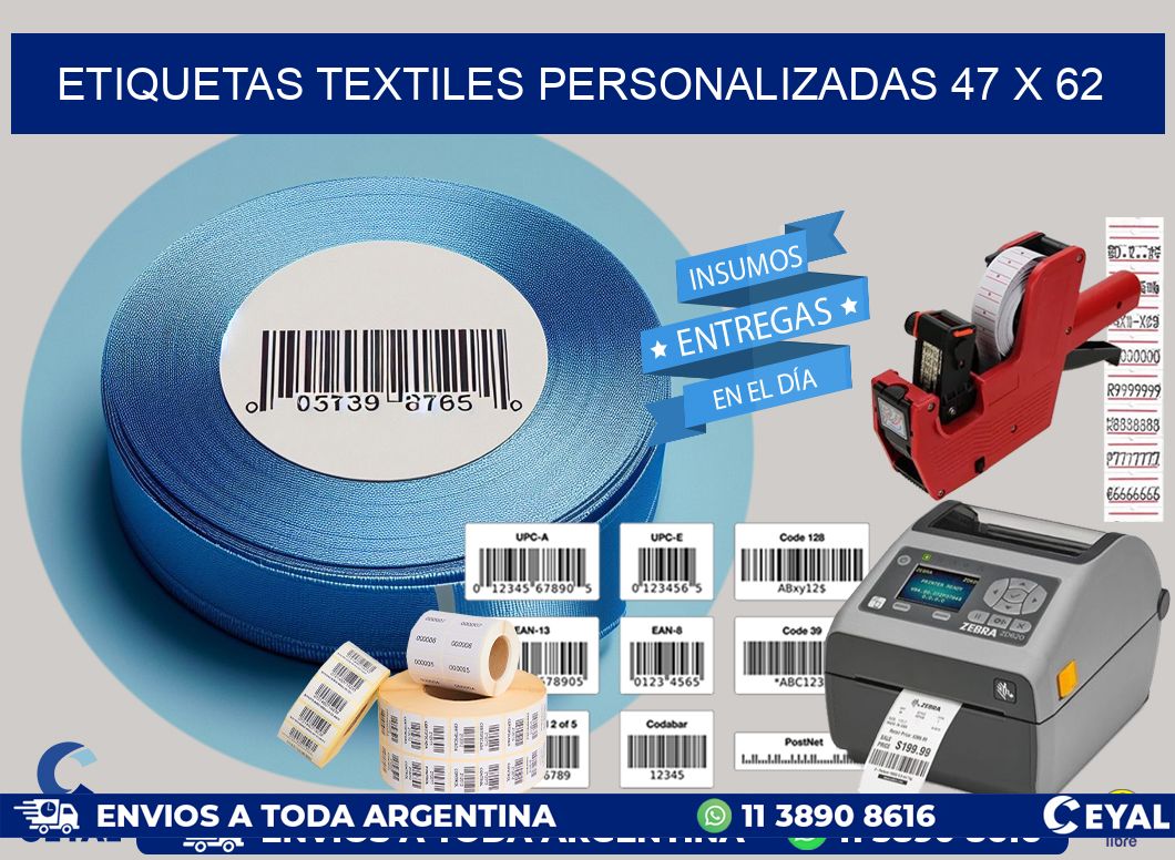 ETIQUETAS TEXTILES PERSONALIZADAS 47 x 62
