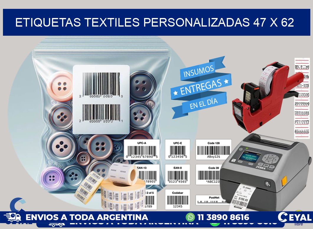 ETIQUETAS TEXTILES PERSONALIZADAS 47 x 62