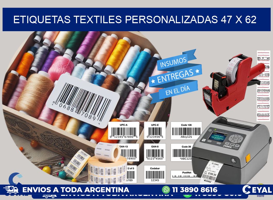 ETIQUETAS TEXTILES PERSONALIZADAS 47 x 62