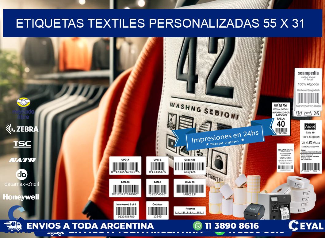 ETIQUETAS TEXTILES PERSONALIZADAS 55 x 31