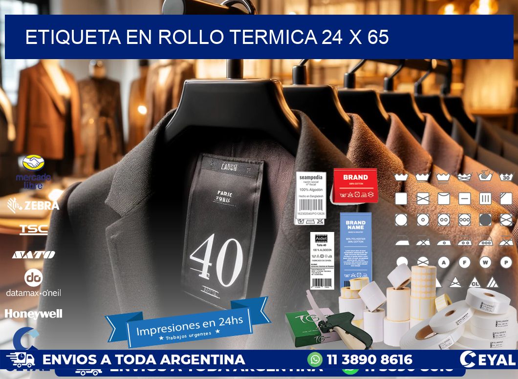 ETIQUETA EN ROLLO TERMICA 24 x 65