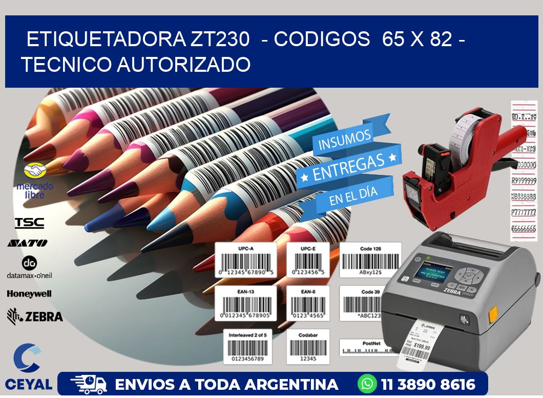 ETIQUETADORA ZT230  - CODIGOS  65 x 82 - TECNICO AUTORIZADO