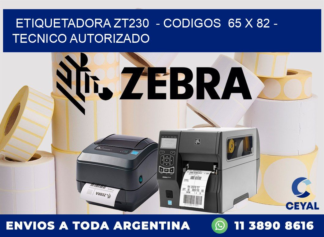 ETIQUETADORA ZT230  - CODIGOS  65 x 82 - TECNICO AUTORIZADO