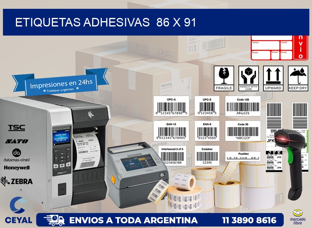 ETIQUETAS ADHESIVAS  86 x 91