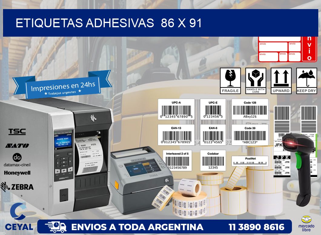 ETIQUETAS ADHESIVAS  86 x 91