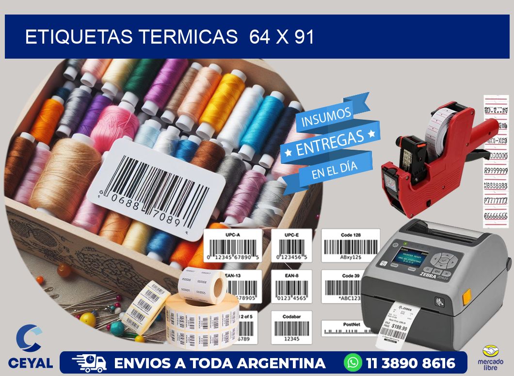 ETIQUETAS TERMICAS  64 x 91