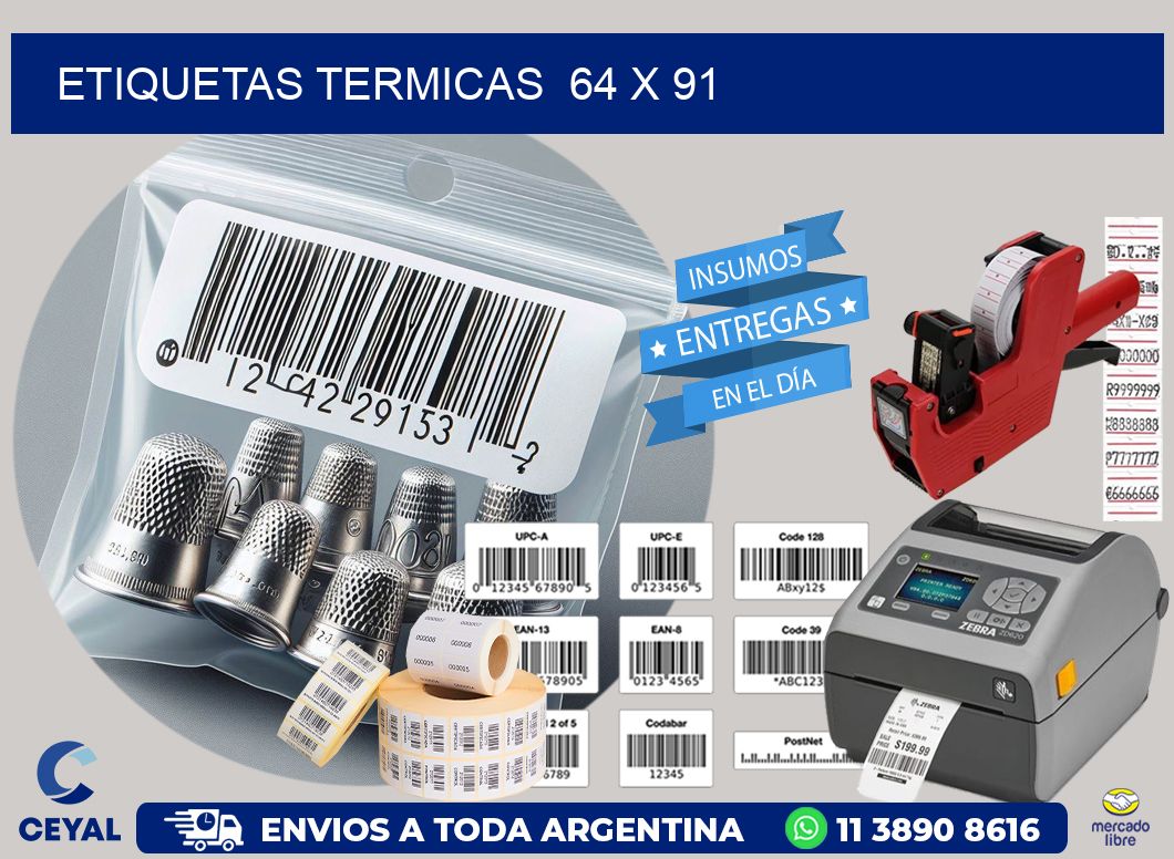 ETIQUETAS TERMICAS  64 x 91