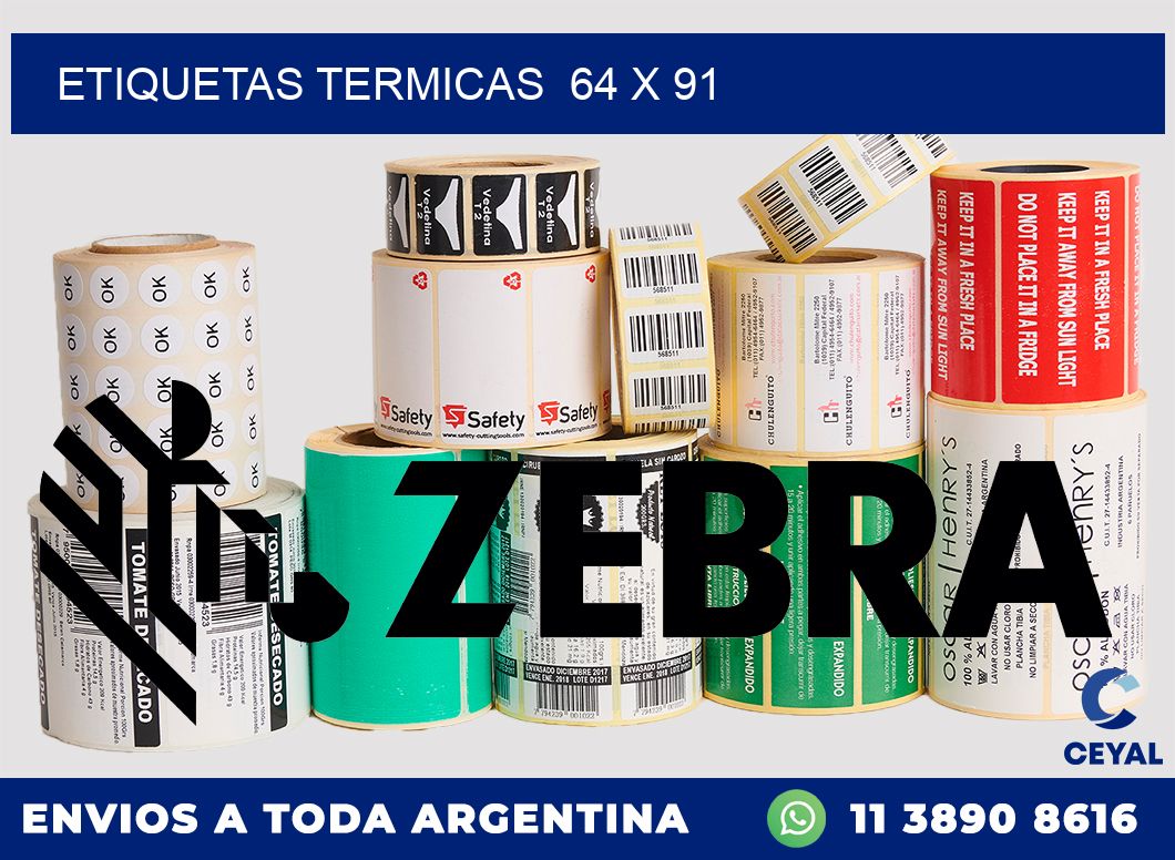 ETIQUETAS TERMICAS  64 x 91