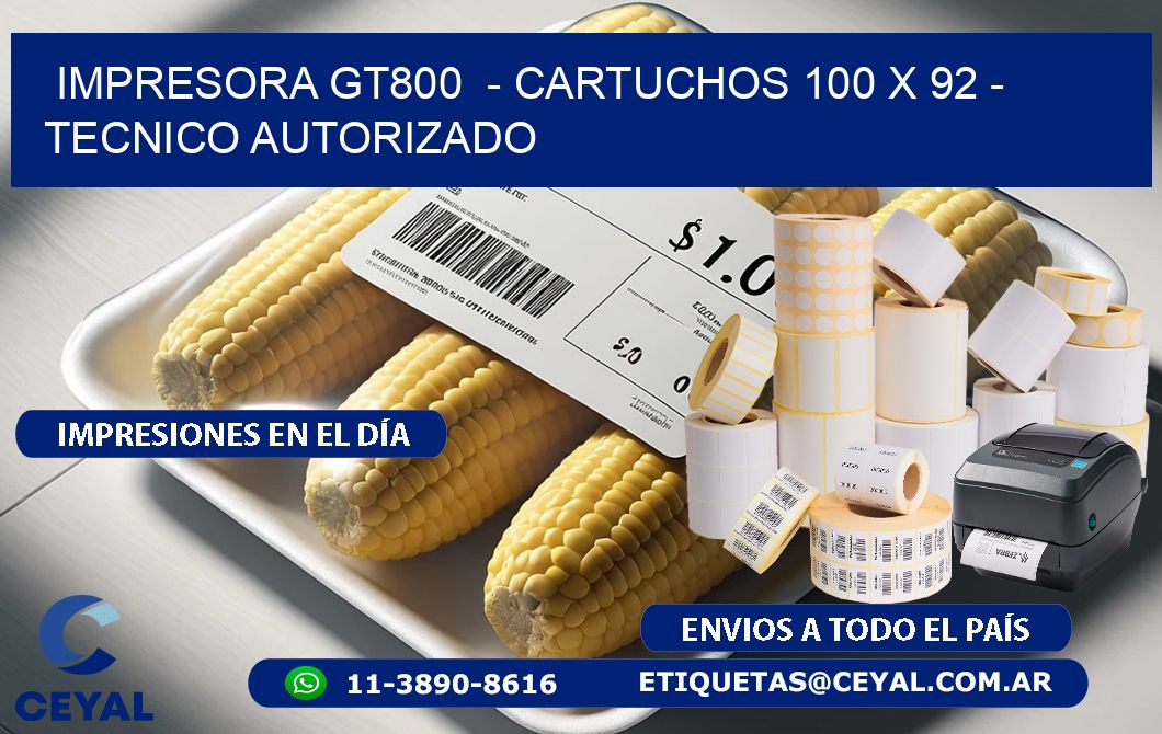 IMPRESORA GT800  - CARTUCHOS 100 x 92 - TECNICO AUTORIZADO