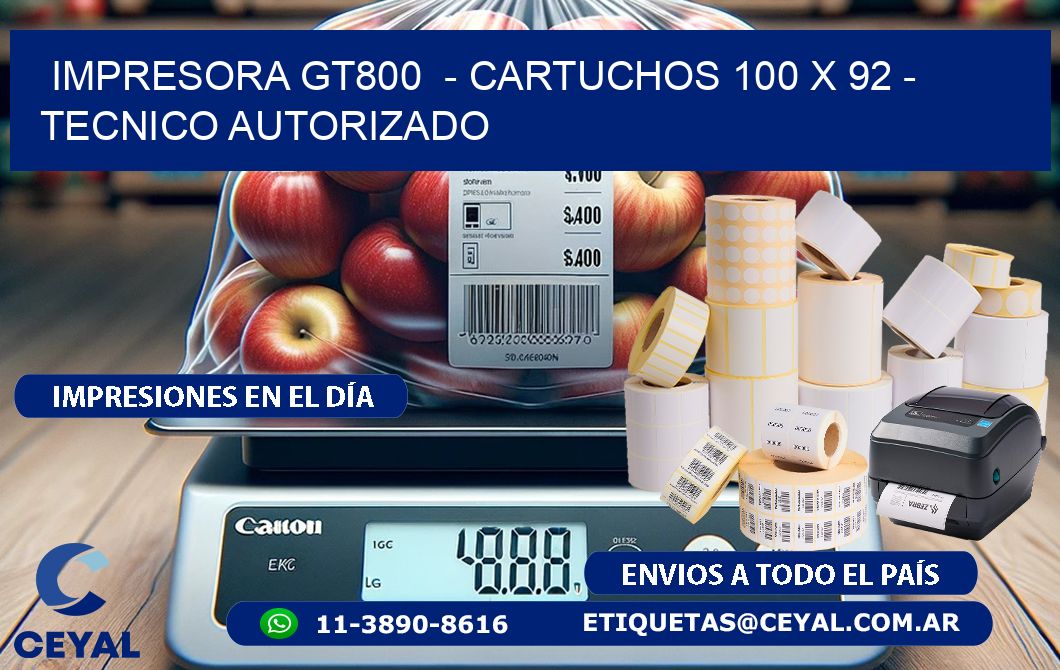 IMPRESORA GT800  - CARTUCHOS 100 x 92 - TECNICO AUTORIZADO