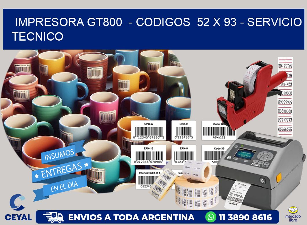 IMPRESORA GT800  - CODIGOS  52 x 93 - SERVICIO TECNICO