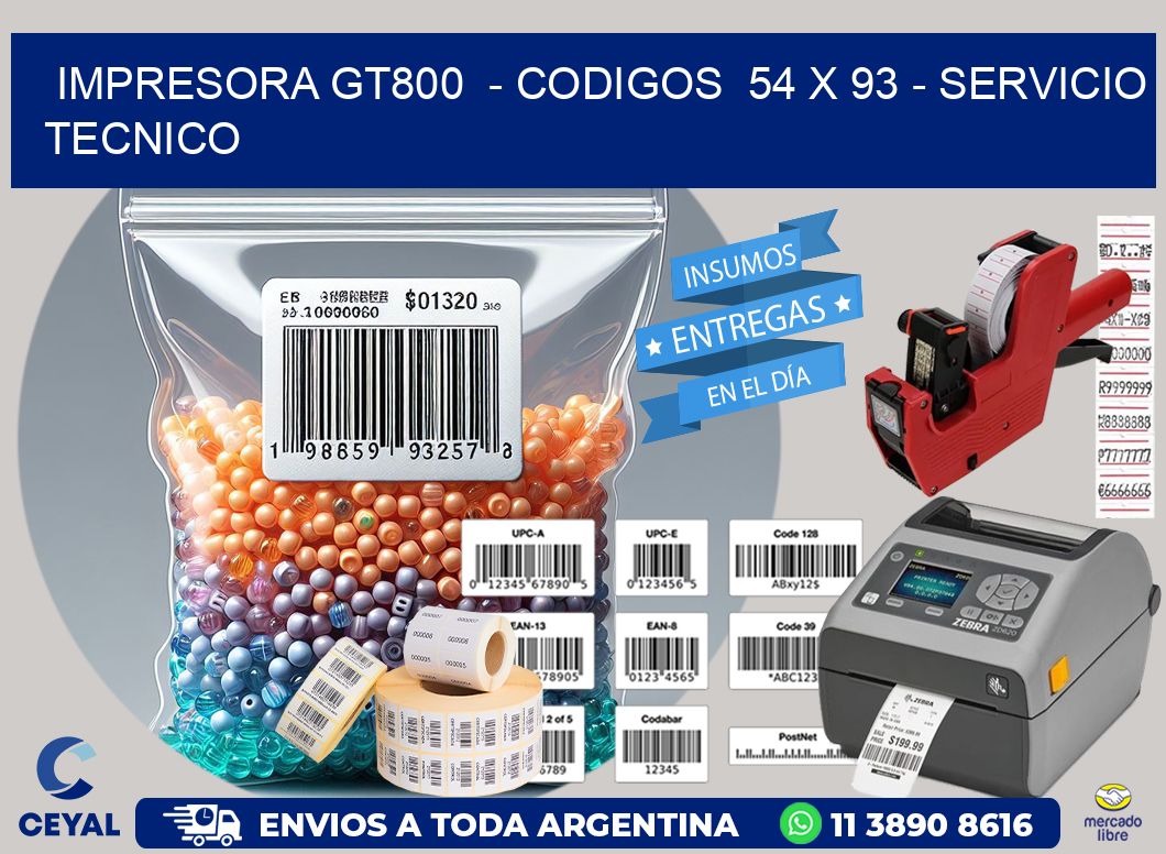 IMPRESORA GT800  - CODIGOS  54 x 93 - SERVICIO TECNICO