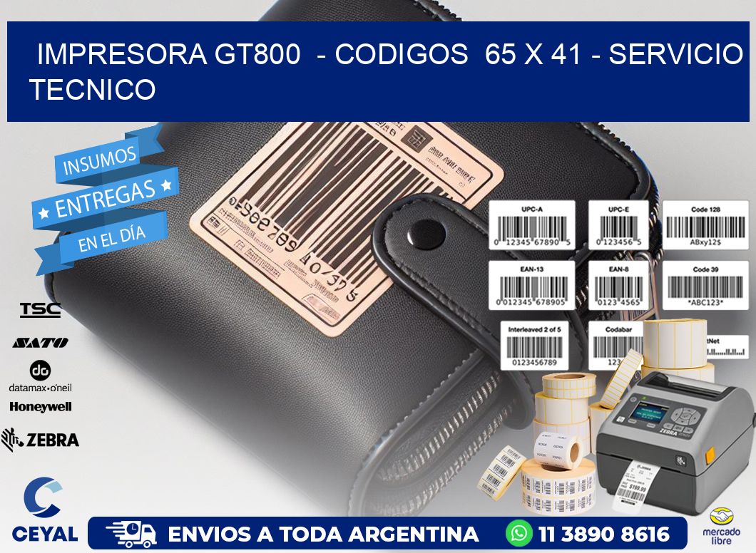 IMPRESORA GT800  - CODIGOS  65 x 41 - SERVICIO TECNICO