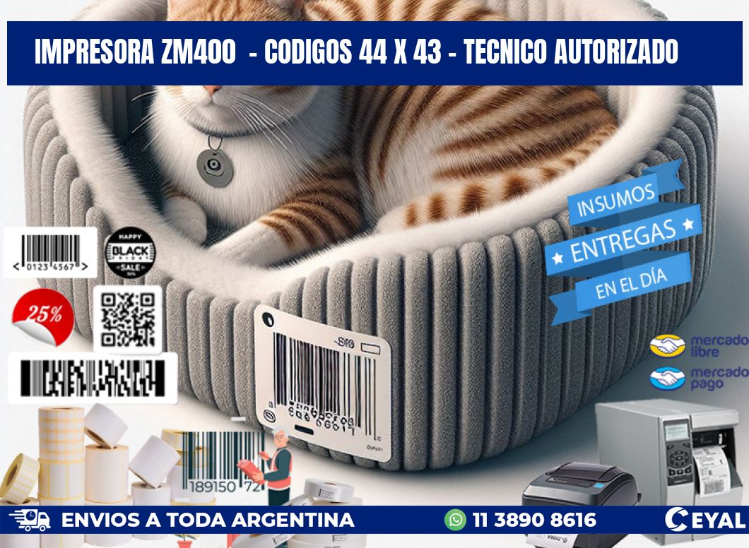 IMPRESORA ZM400  - CODIGOS 44 x 43 - TECNICO AUTORIZADO