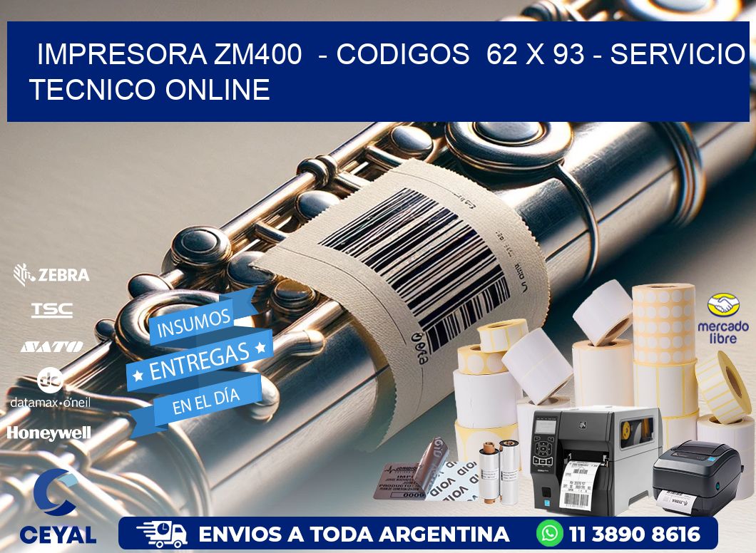 IMPRESORA ZM400  – CODIGOS  62 x 93 – SERVICIO TECNICO ONLINE