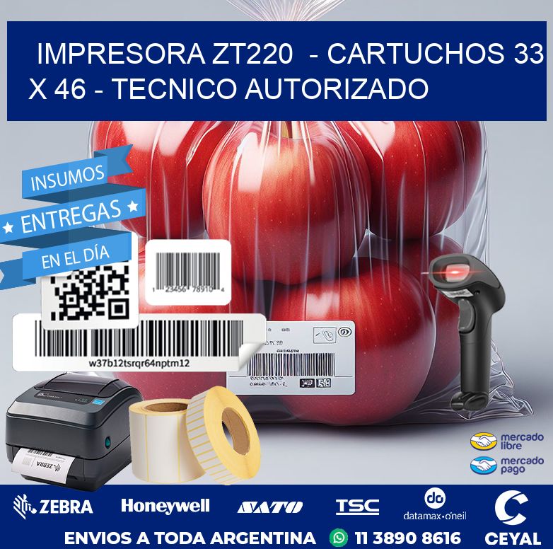 IMPRESORA ZT220  – CARTUCHOS 33 x 46 – TECNICO AUTORIZADO