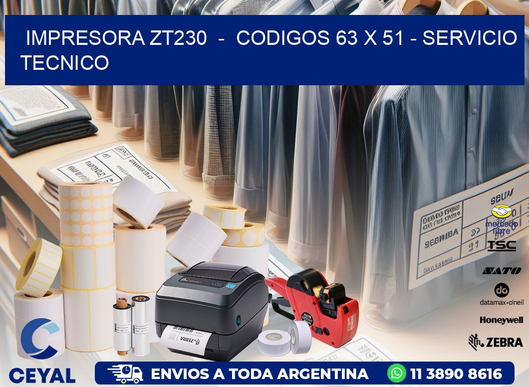 IMPRESORA ZT230  -  CODIGOS 63 x 51 - SERVICIO TECNICO