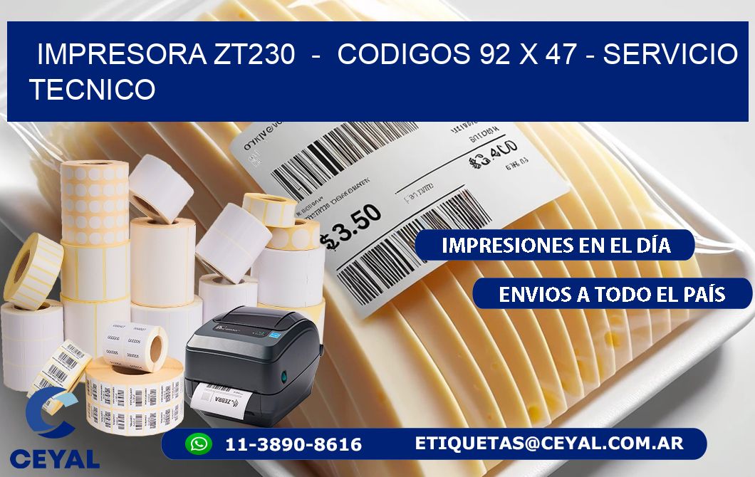 IMPRESORA ZT230  -  CODIGOS 92 x 47 - SERVICIO TECNICO