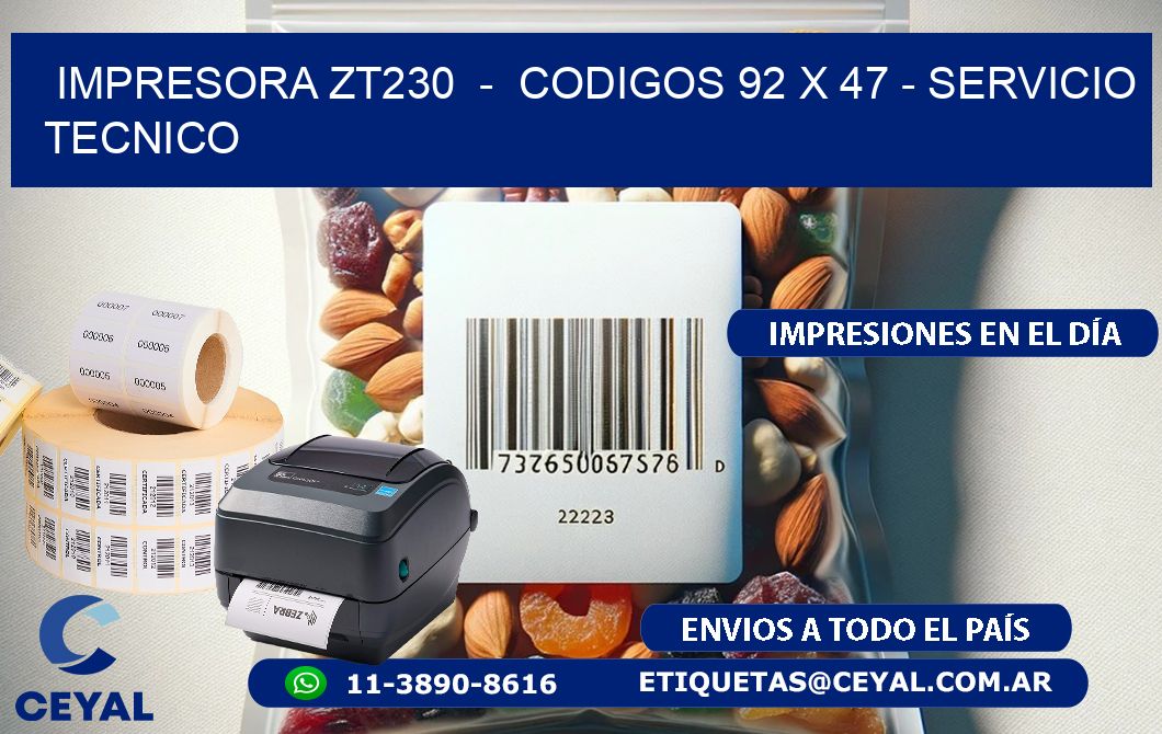 IMPRESORA ZT230  –  CODIGOS 92 x 47 – SERVICIO TECNICO