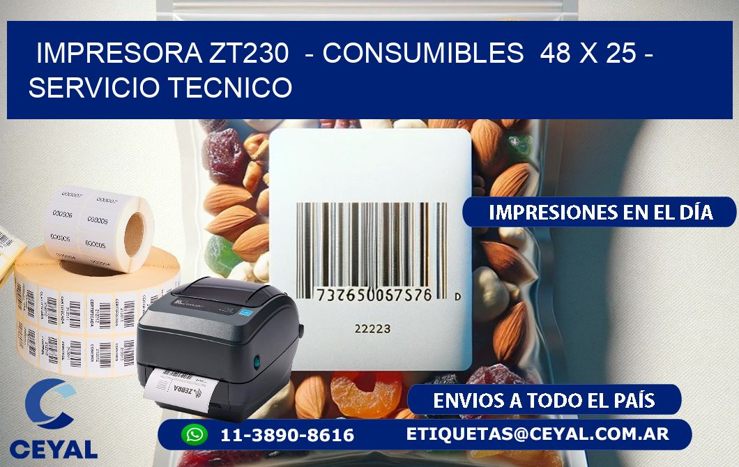 IMPRESORA ZT230  - CONSUMIBLES  48 x 25 - SERVICIO TECNICO