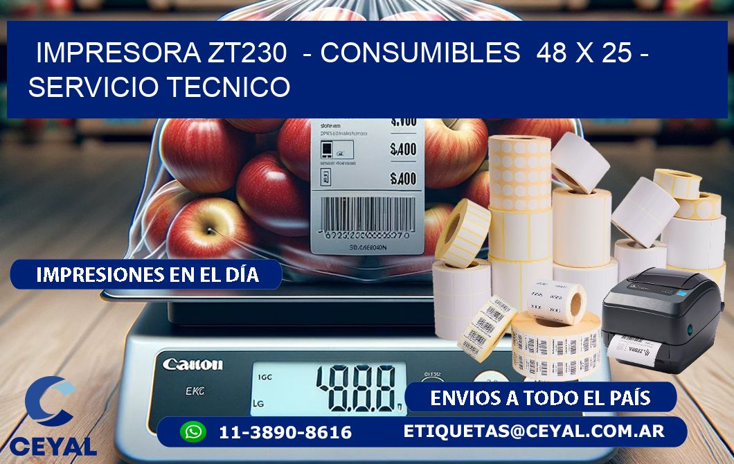 IMPRESORA ZT230  - CONSUMIBLES  48 x 25 - SERVICIO TECNICO