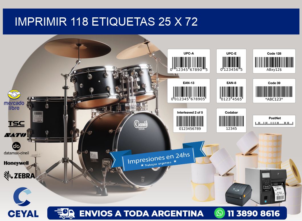 IMPRIMIR 118 ETIQUETAS 25 x 72