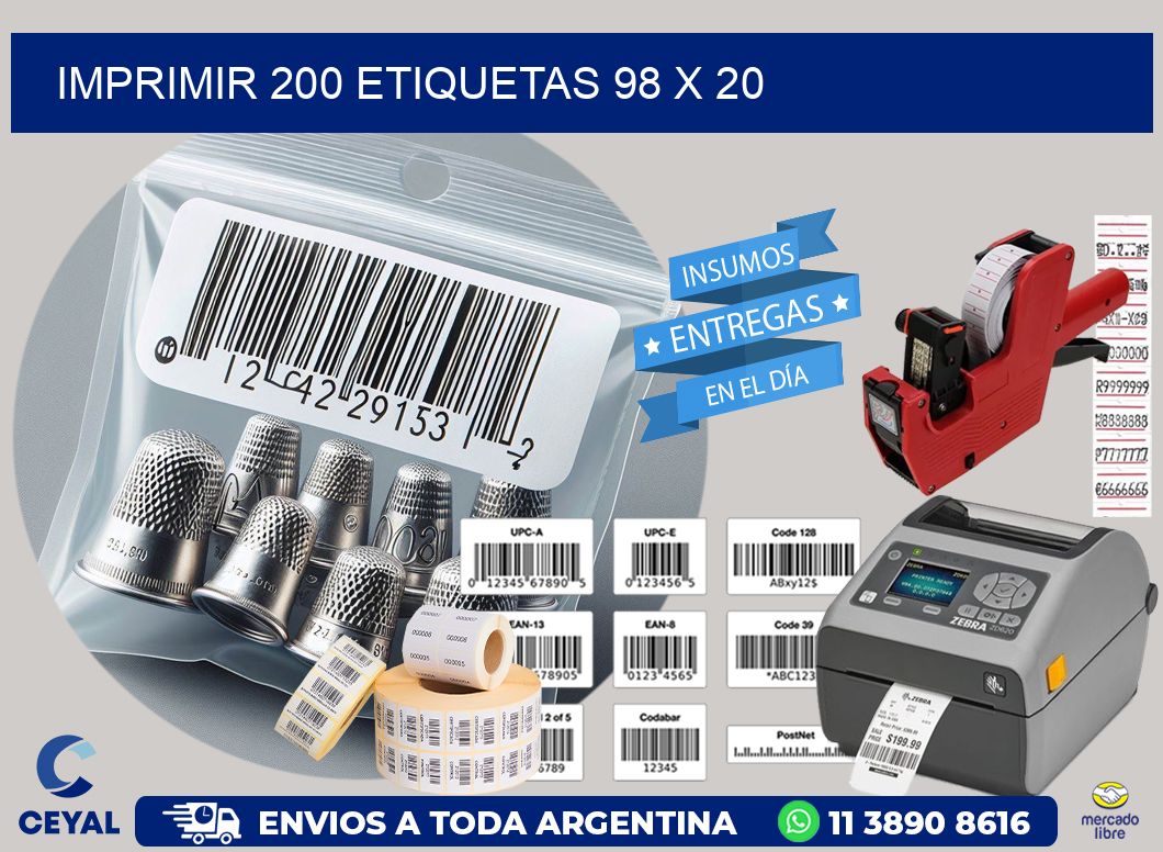 IMPRIMIR 200 ETIQUETAS 98 x 20