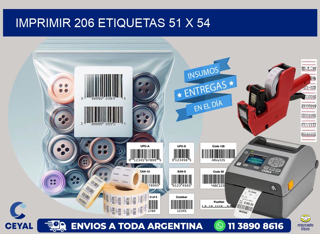 IMPRIMIR 206 ETIQUETAS 51 x 54