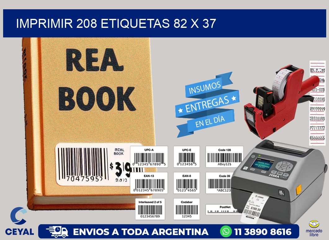 IMPRIMIR 208 ETIQUETAS 82 x 37