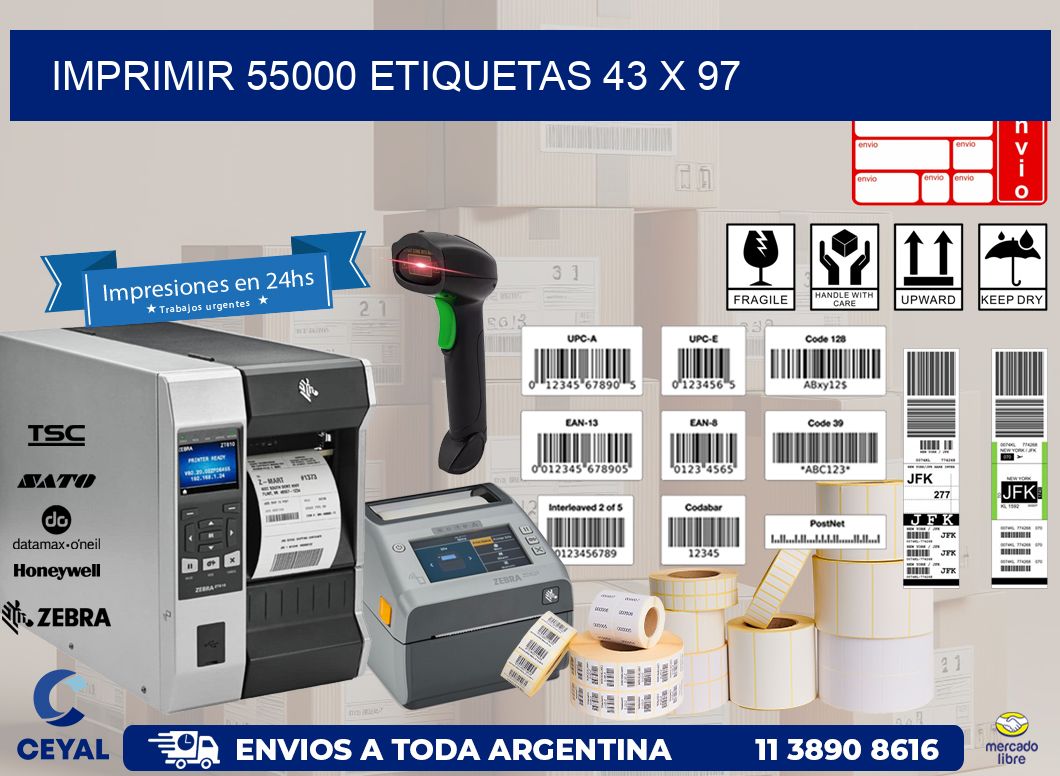 IMPRIMIR 55000 ETIQUETAS 43 x 97