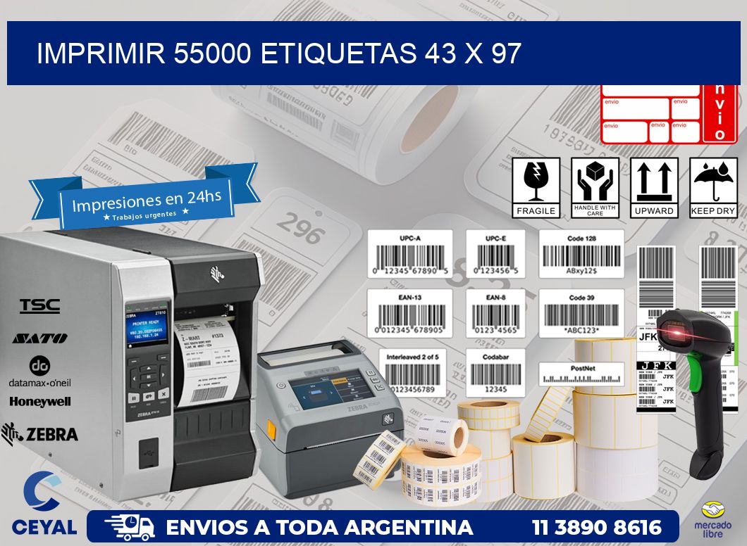 IMPRIMIR 55000 ETIQUETAS 43 x 97