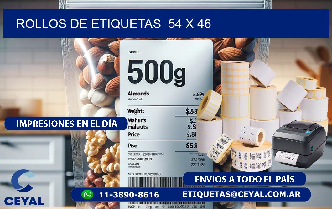ROLLOS DE ETIQUETAS  54 x 46