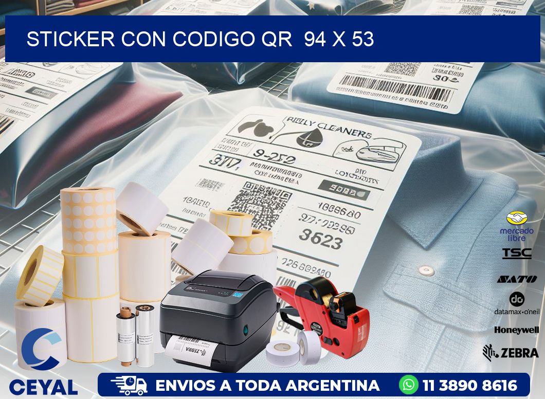 STICKER CON CODIGO QR  94 x 53