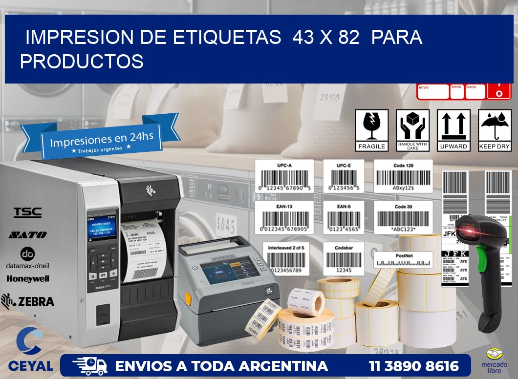 impresion de etiquetas  43 x 82  para productos