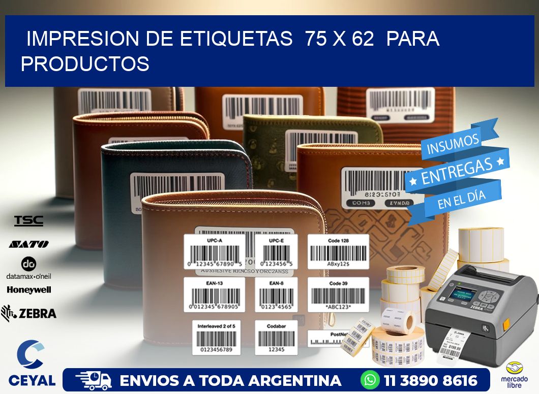 impresion de etiquetas  75 x 62  para productos