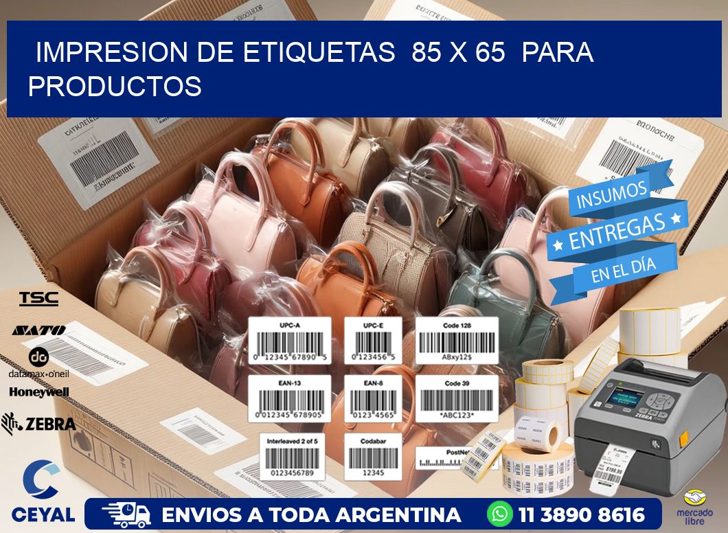 impresion de etiquetas  85 x 65  para productos